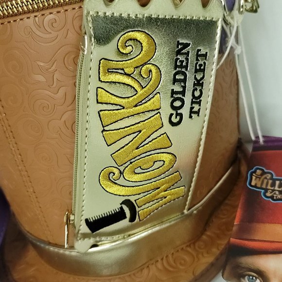 Loungefly Willy Wonka Hat Cross Body Bag Golden Ticket Zip Wallet AMC Limited ED - Picture 2 of 13